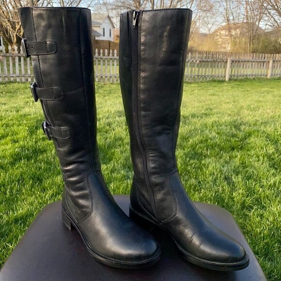 ECCO "Saunter" GTX Tall Riding Water Proof ZIP Leather Boot Black Size 5.5/36EU - Picture 2 of 11